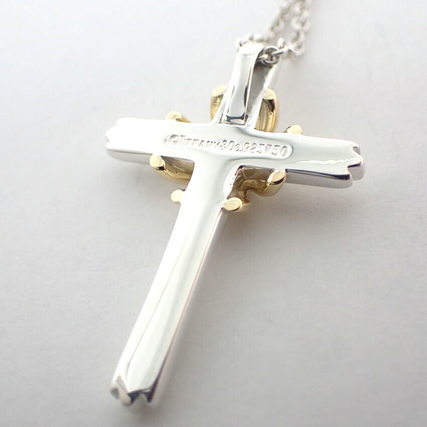 【中古】TIFFANY/ティファニー 925/750 シグネチャー クロス ペンダント/ネックレス/j204-4