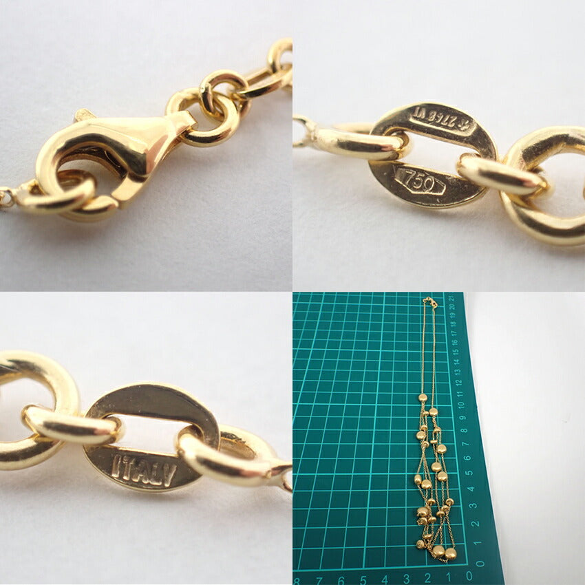 【中古】750 ITALY デザイン 3連ネックレス/j204-6
