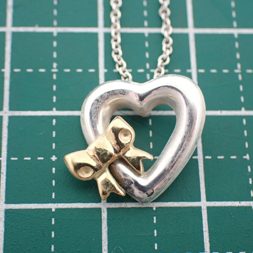 【中古】TIFFANY/ティファニー 925 ハートリボン  ペンダント/ネックレス/j206-5