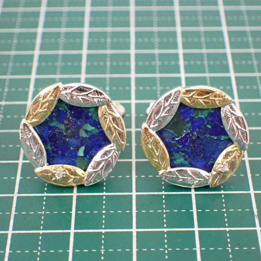 【中古】シルバー925カフス　ラピスラズリ/ダイヤモンド/0.01ct/j206-9
