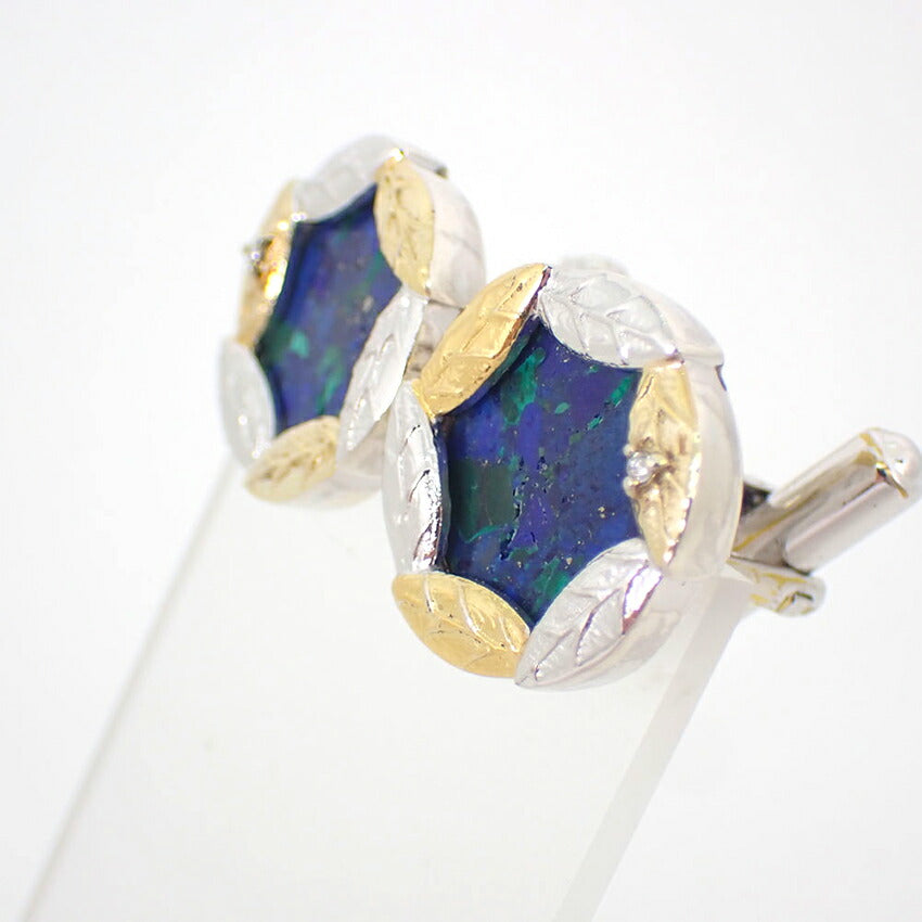 【中古】シルバー925カフス　ラピスラズリ/ダイヤモンド/0.01ct/j206-9