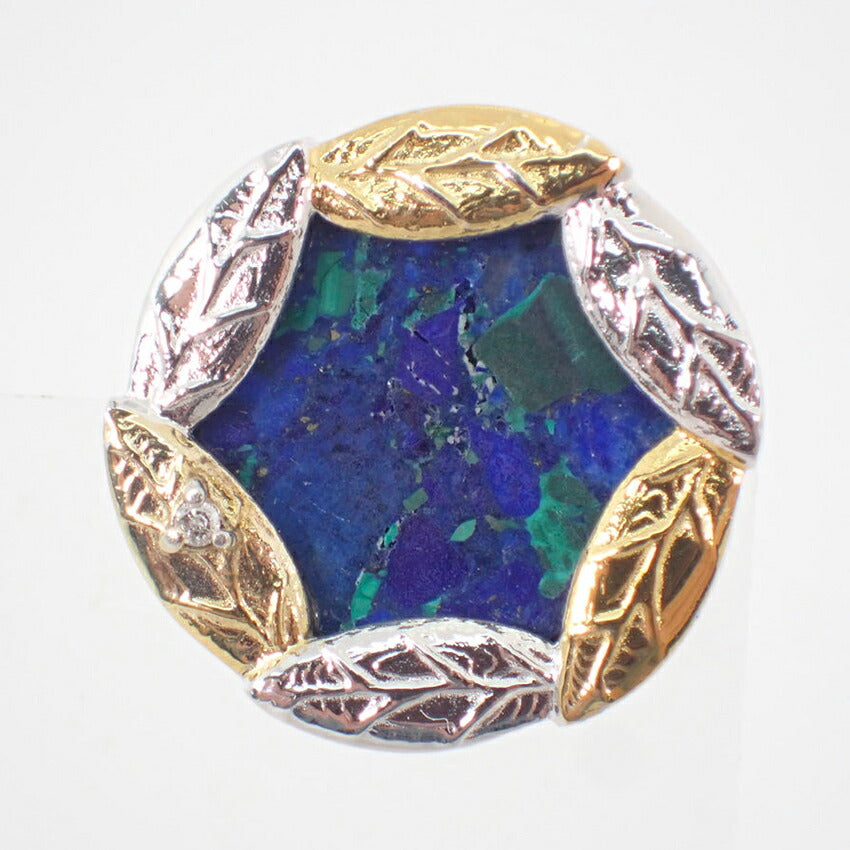 【中古】シルバー925カフス　ラピスラズリ/ダイヤモンド/0.01ct/j206-9