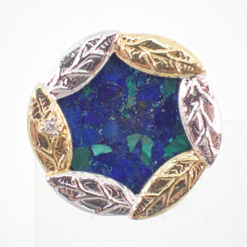 【中古】シルバー925カフス　ラピスラズリ/ダイヤモンド/0.01ct/j206-9