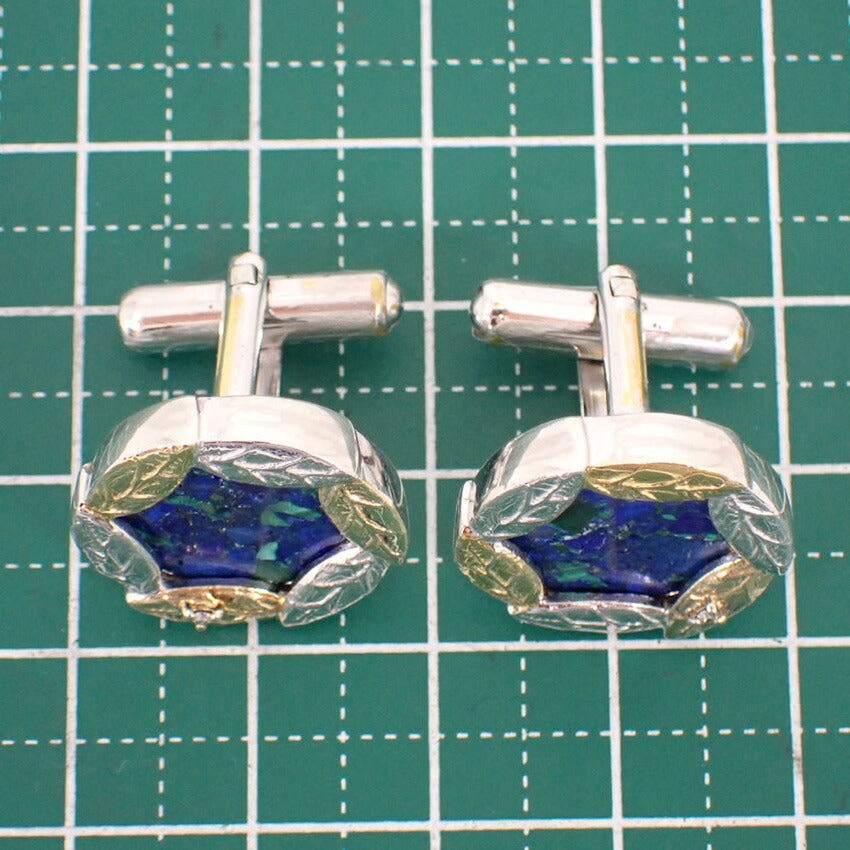 【中古】シルバー925カフス　ラピスラズリ/ダイヤモンド/0.01ct/j206-9