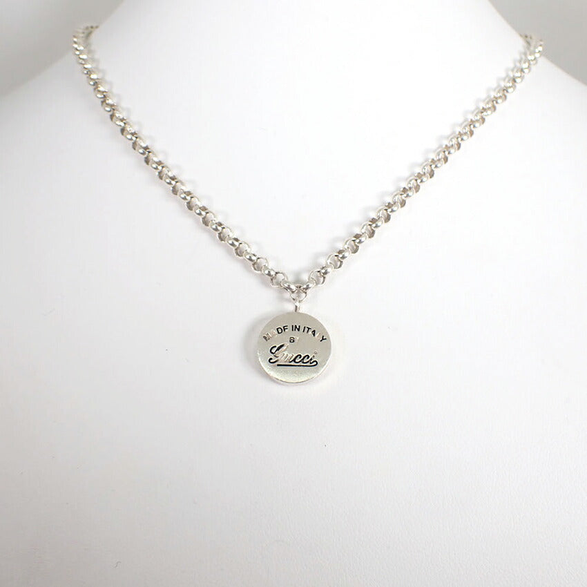 【中古】GUCCI/グッチ 925 ロゴ サークル ペンダント/ネックレス/j208-5