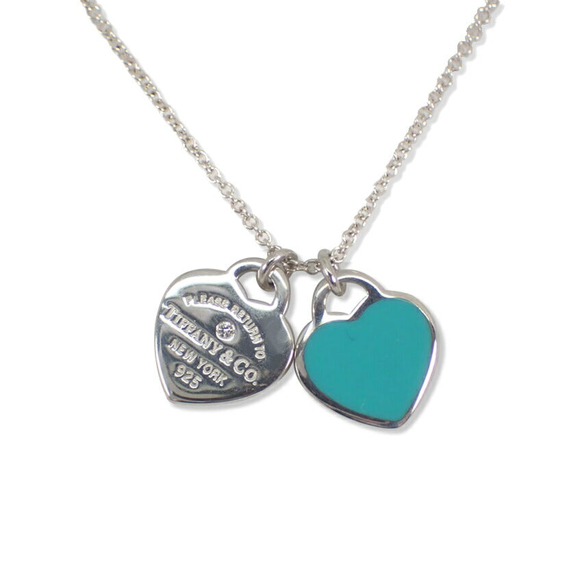 【中古】TIFFANY/ティファニー 925 リターントゥ ダブルハートタグ 1pダイヤモンド ペンダント/j211-3