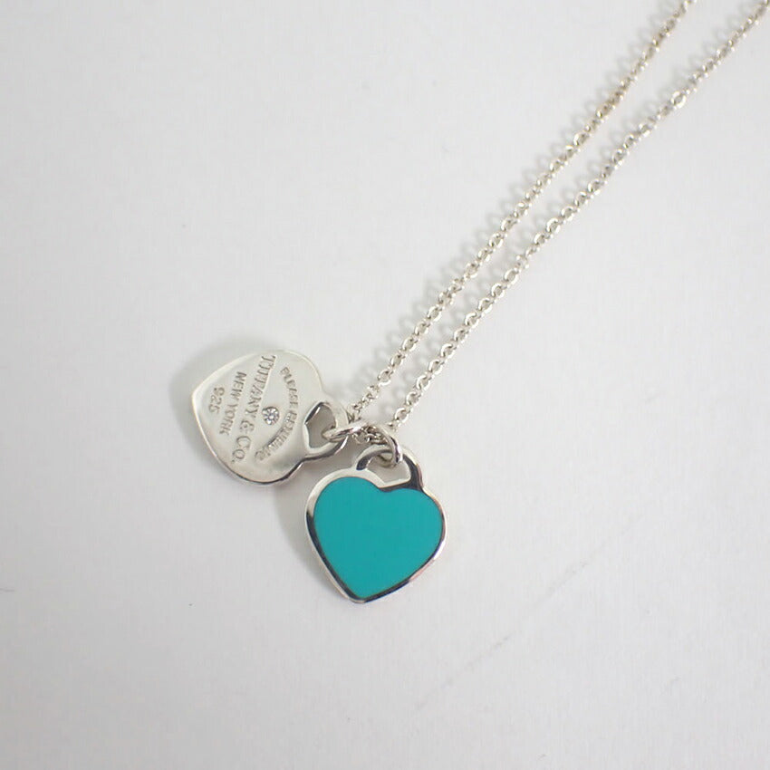 【中古】TIFFANY/ティファニー 925 リターントゥ ダブルハートタグ 1pダイヤモンド ペンダント/j211-3