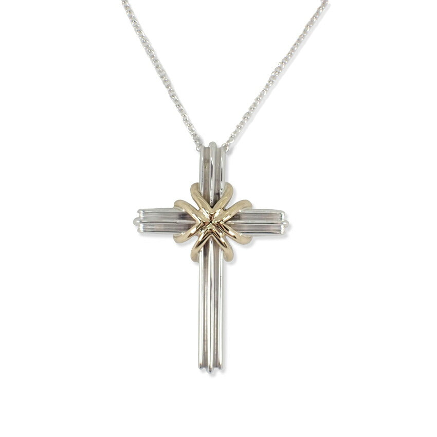 【中古】TIFFANY/ティファニー 925/750 シグネチャー クロス ペンダント/ネックレス/j211-5