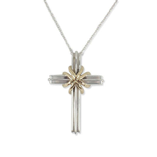 【中古】TIFFANY/ティファニー 925/750 シグネチャー クロス ペンダント/ネックレス/j211-5
