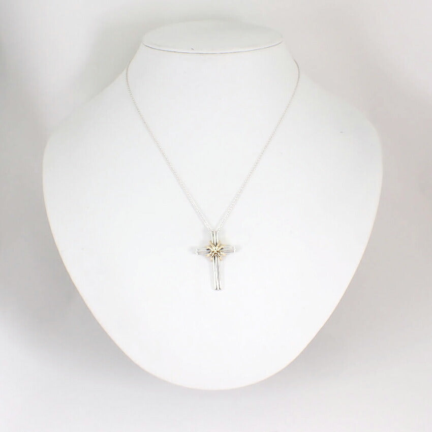 【中古】TIFFANY/ティファニー 925/750 シグネチャー クロス ペンダント/ネックレス/j211-5