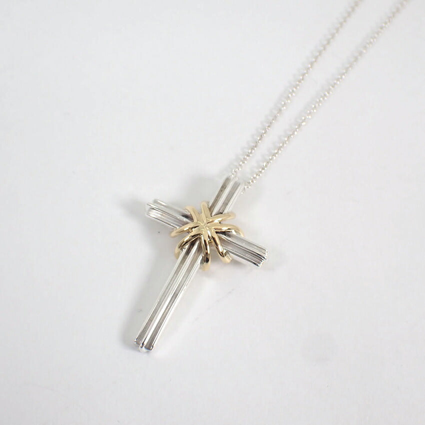 【中古】TIFFANY/ティファニー 925/750 シグネチャー クロス ペンダント/ネックレス/j211-5