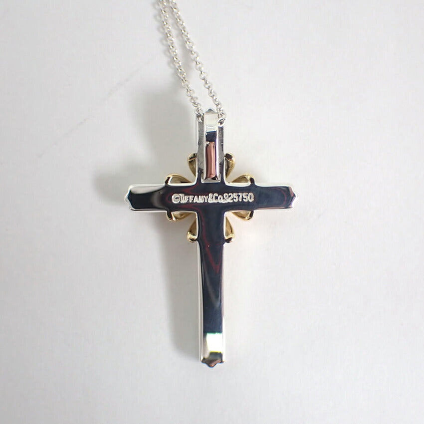 【中古】TIFFANY/ティファニー 925/750 シグネチャー クロス ペンダント/ネックレス/j211-5