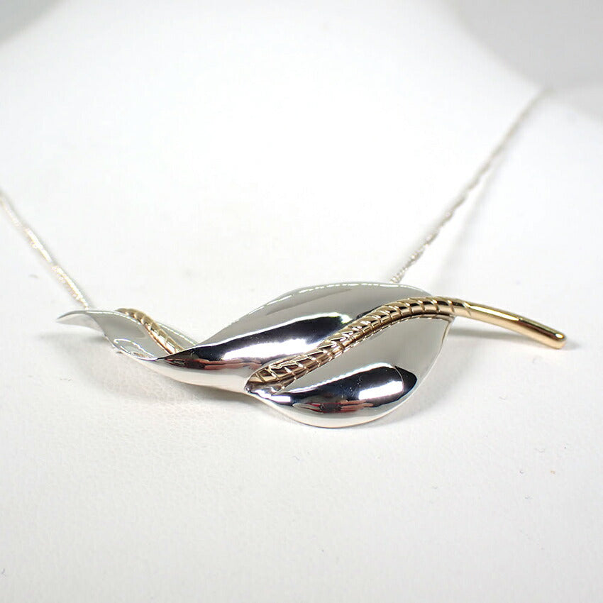 【中古】TIFFANY/ティファニー 925 750 リーフ ペンダント/ネックレス/j213-35