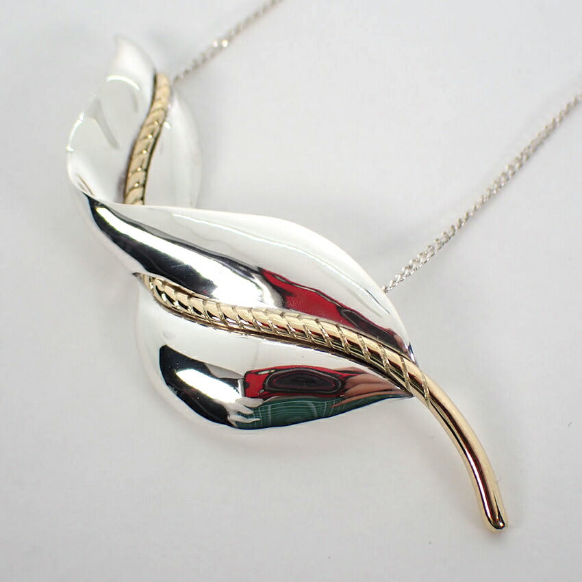 【中古】TIFFANY/ティファニー 925 750 リーフ ペンダント/ネックレス/j213-35
