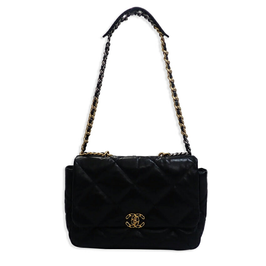 【中古】CHANEL/シャネル/CHANEL19/マトラッセ/ラムスキン/ブラック/チェーンショルダー/バッグ/j214-5