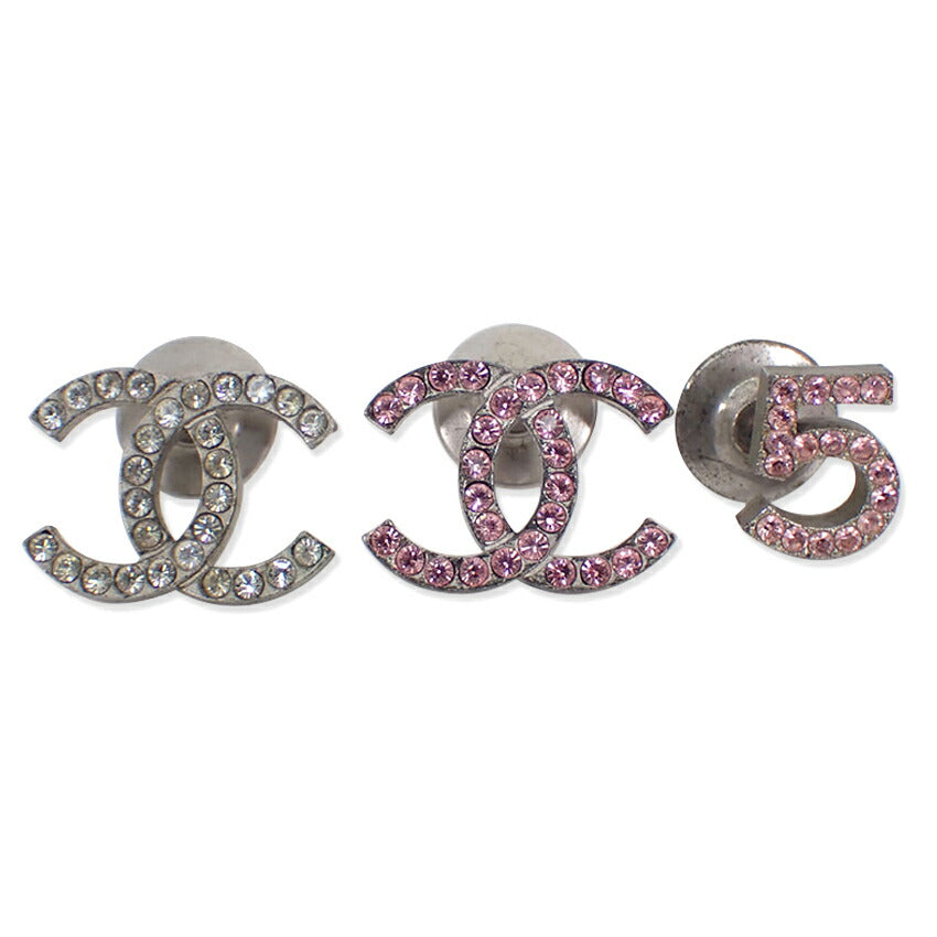【中古】CHANEL/シャネル ココマーク ラインストーン ピンブローチ 3点セット/j216-8
