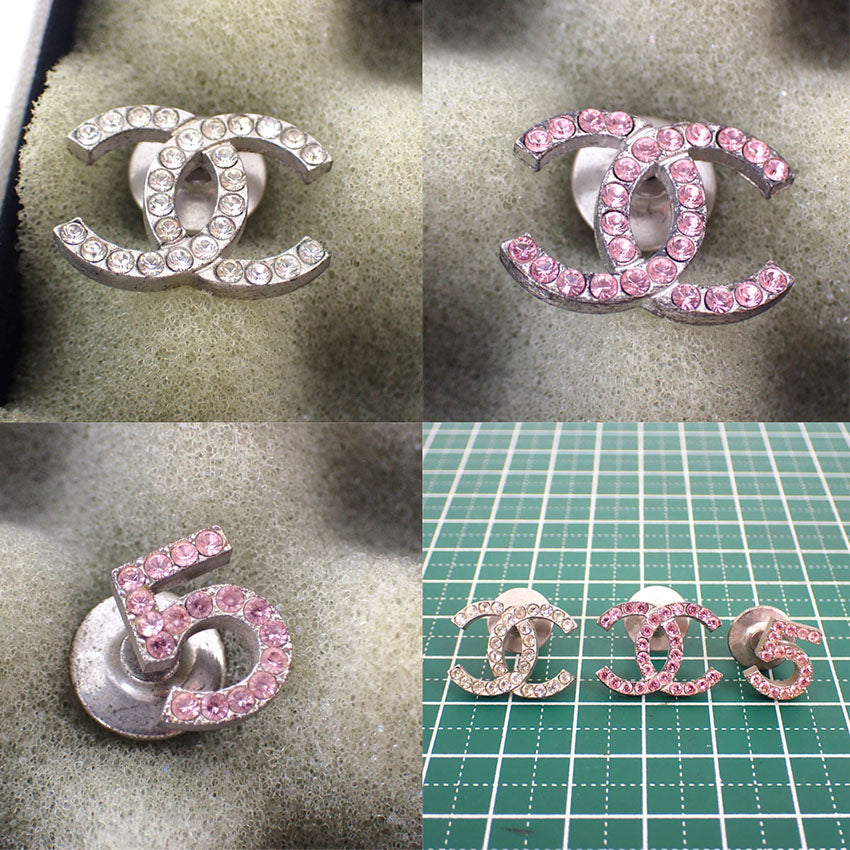 【中古】CHANEL/シャネル ココマーク ラインストーン ピンブローチ 3点セット/j216-8