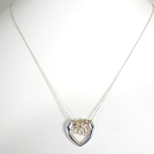 【中古】TIFFANY/ティファニー 925/750 ハートリボン ペンダント/ネックレス/j218-2