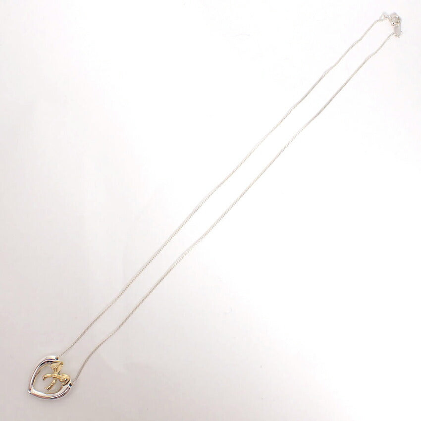 【中古】TIFFANY/ティファニー 925/750 ハートリボン ペンダント/ネックレス/j218-2