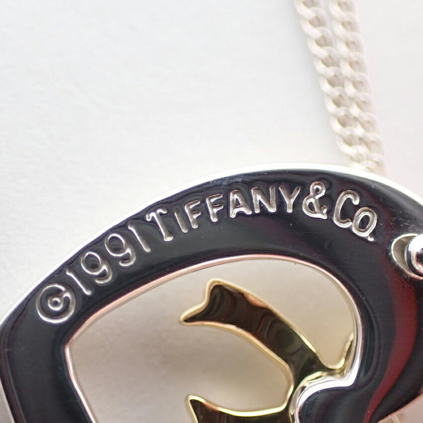 【中古】TIFFANY/ティファニー 925/750 ハートリボン ペンダント/ネックレス/j218-2