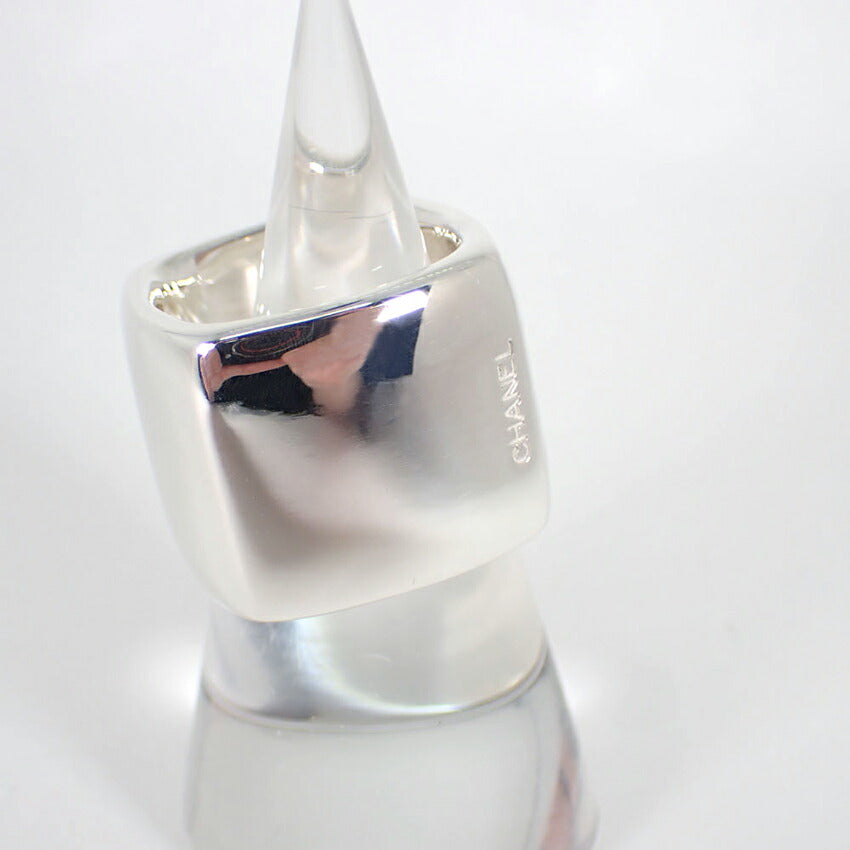 【中古】CHANEL/シャネル 925 ロゴ スクエア ワイド リング /15号/j218-7
