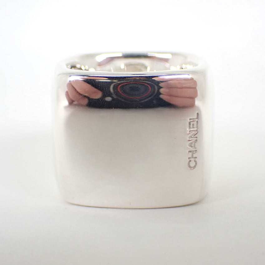 【中古】CHANEL/シャネル 925 ロゴ スクエア ワイド リング /15号/j218-7
