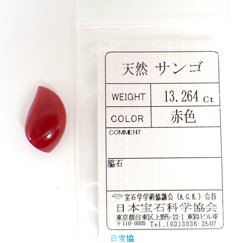 【中古】天然サンゴ ルース 13.264ct/j219-4