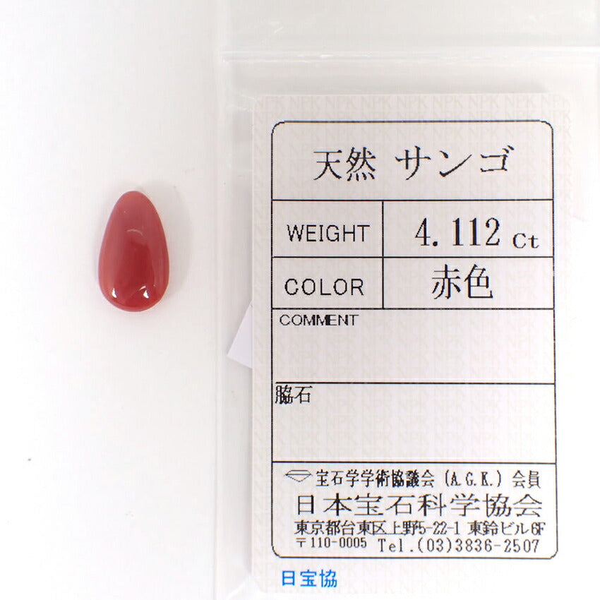 【中古】天然サンゴ ルース4.112ct/j219-8