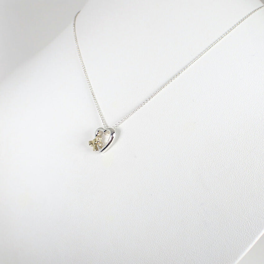 【中古】TIFFANY/ティファニー 925/750 ハートリボン  ペンダント/ネックレス/j220-5