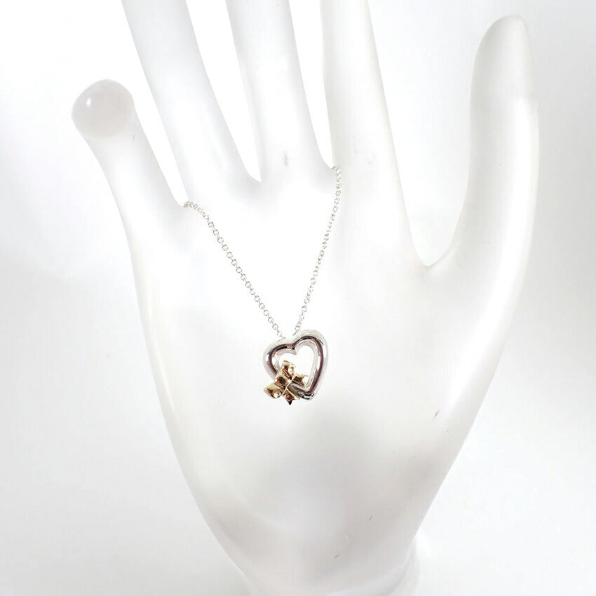 【中古】TIFFANY/ティファニー 925/750 ハートリボン  ペンダント/ネックレス/j220-5
