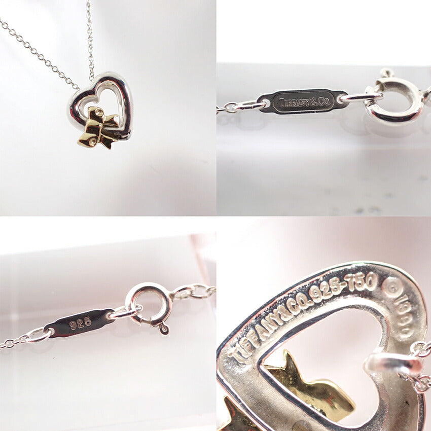 【中古】TIFFANY/ティファニー 925/750 ハートリボン  ペンダント/ネックレス/j220-5