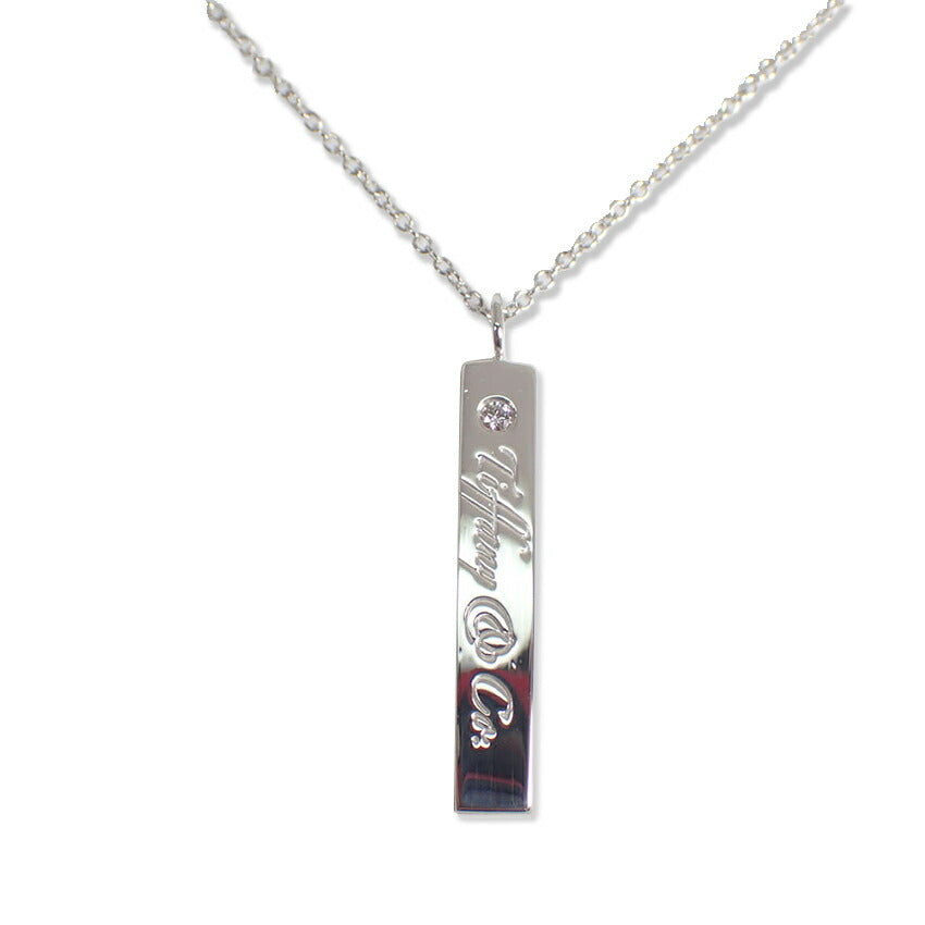 【中古】TIFFANY/ティファニー 925 ダイヤ/1pc ロゴバー ペンダント/j226-2