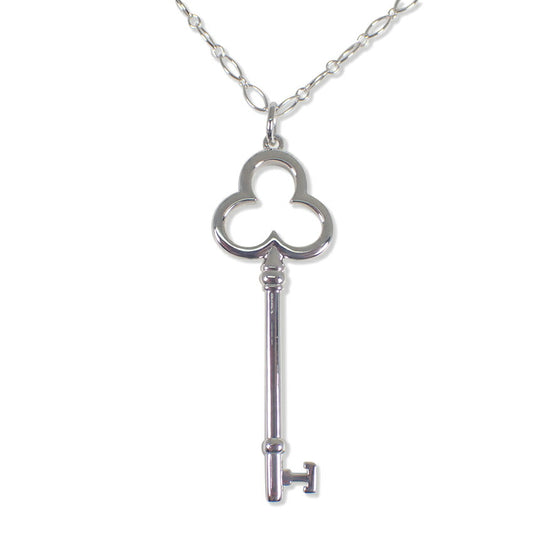 【中古】TIFFANY/ティファニー 925 トレフォイルキー オーバルリンクチェーン ペンダント/ネックレス/j227-3