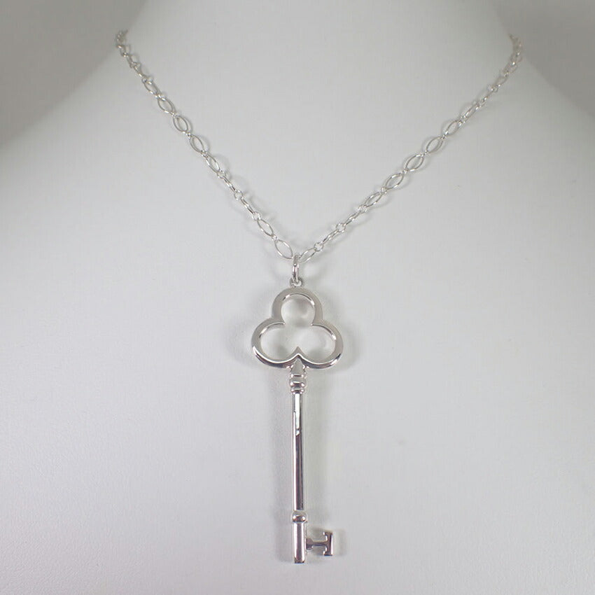 【中古】TIFFANY/ティファニー 925 トレフォイルキー オーバルリンクチェーン ペンダント/ネックレス/j227-3