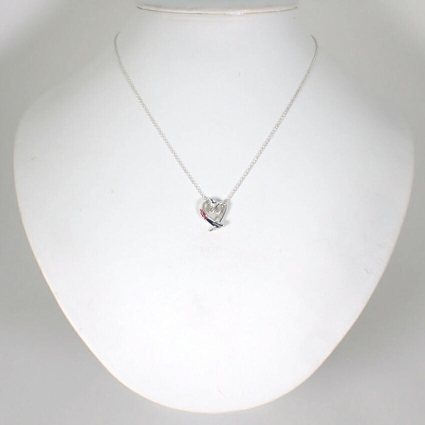 【中古】TIFFANY/ティファニー 925 ラビングハート レッドエナメル LOVE ペンダント/ネックレス/j230-12