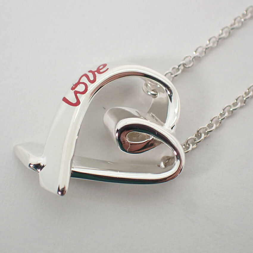 【中古】TIFFANY/ティファニー 925 ラビングハート レッドエナメル LOVE ペンダント/ネックレス/j230-12