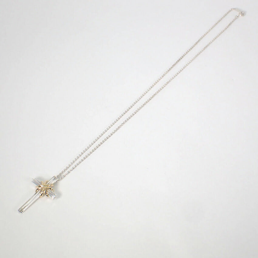 【中古】TIFFANY/ティファニー 925/750 シグネチャー クロス ペンダント/ネックレス/j230-13