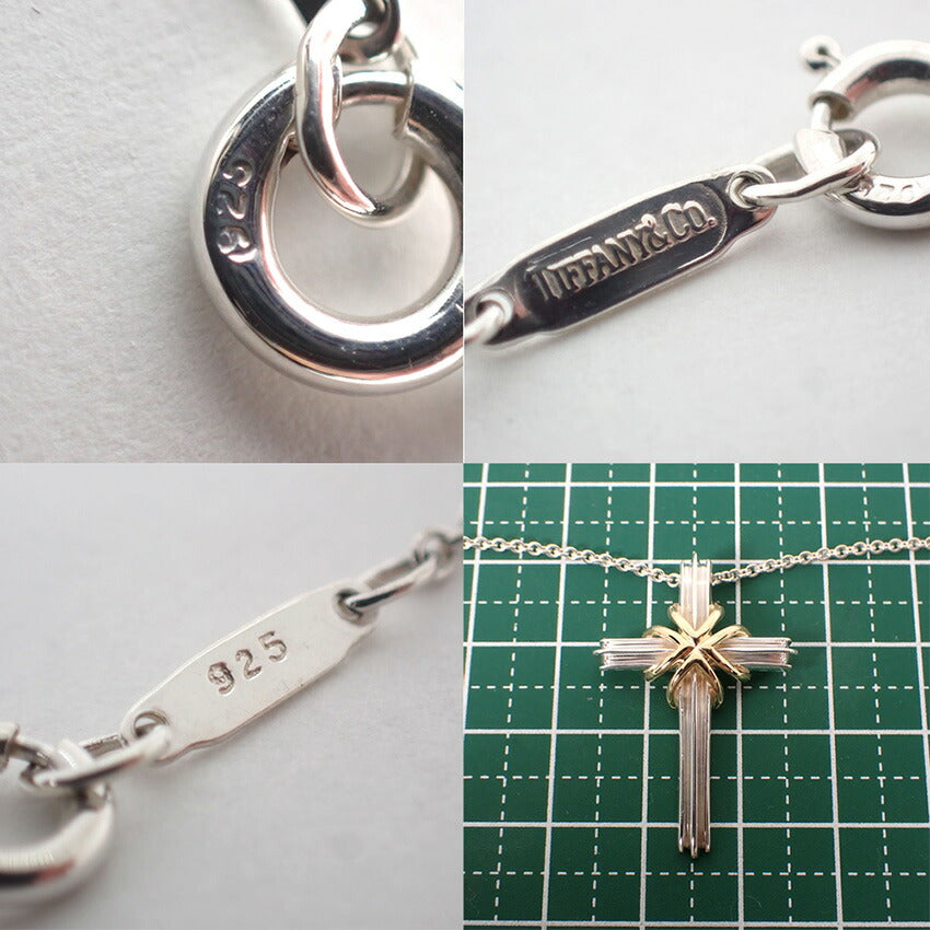 【中古】TIFFANY/ティファニー 925/750 シグネチャー クロス ペンダント/ネックレス/j230-13