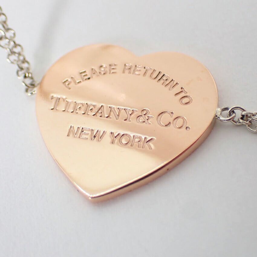 【中古】TIFFANY/ティファニー 925/メタル リターントゥハート ダブルチェーン ブレスレット/j230-8