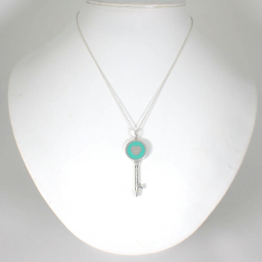【中古】TIFFANY/ティファニー 925 ブルーエナメル ハートキー ペンダント/j230-9