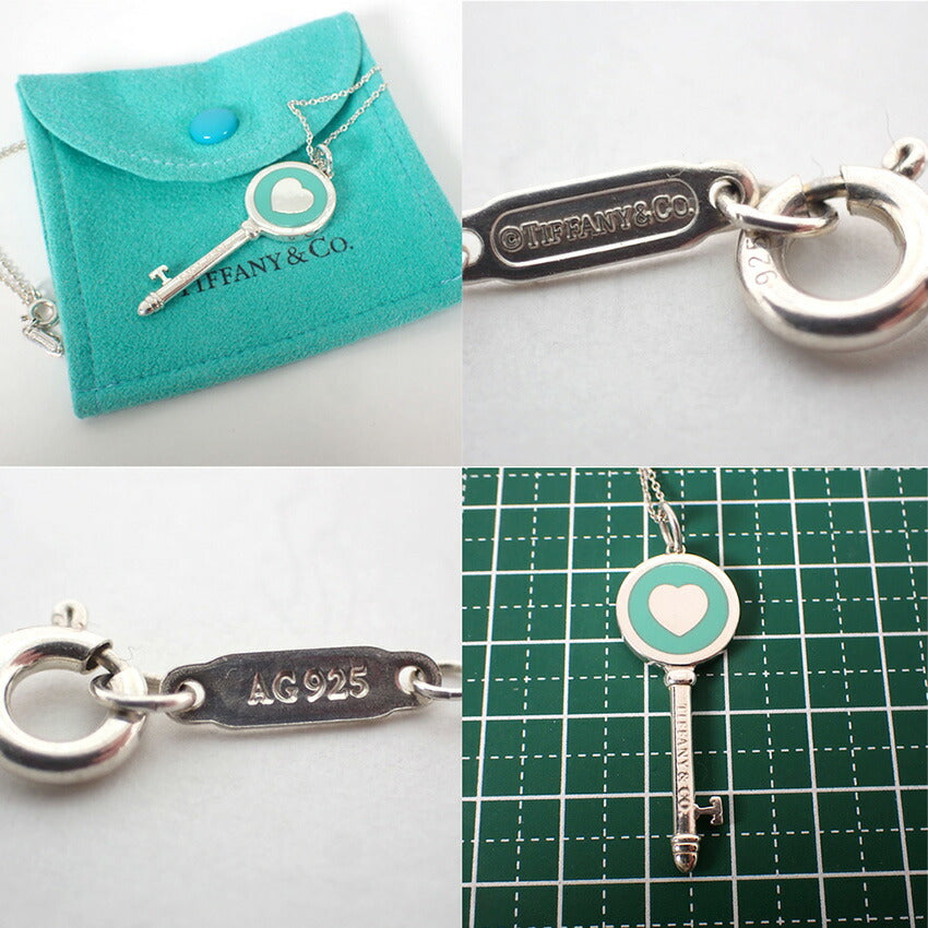 【中古】TIFFANY/ティファニー 925 ブルーエナメル ハートキー ペンダント/j230-9