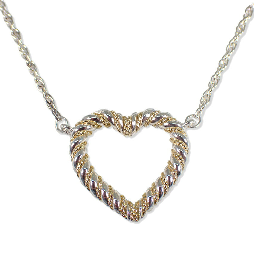 【中古】TIFFANY/ティファニー 925/750 ツイストハート コンビ ペンダント/ネックレス/j232-3