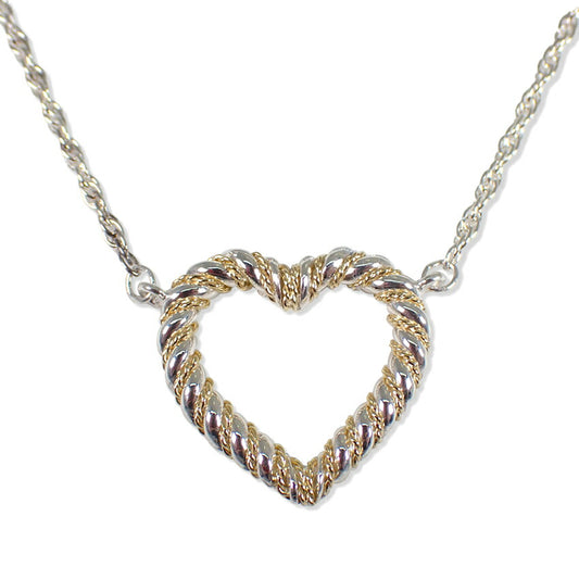 【中古】TIFFANY/ティファニー 925/750 ツイストハート コンビ ペンダント/ネックレス/j232-3