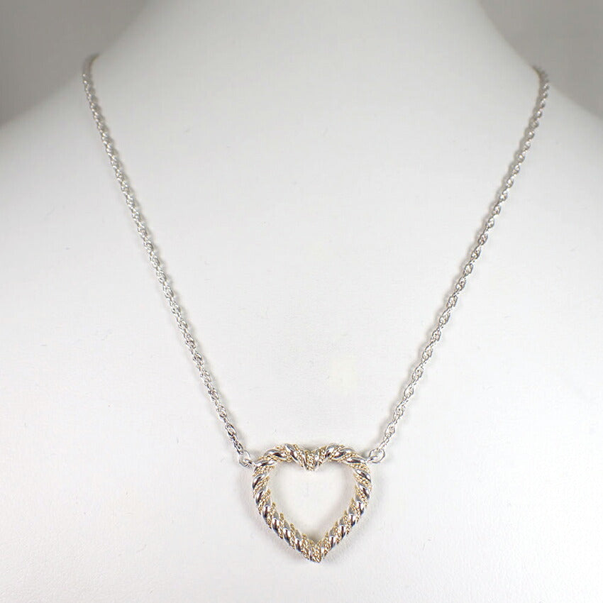 【中古】TIFFANY/ティファニー 925/750 ツイストハート コンビ ペンダント/ネックレス/j232-3