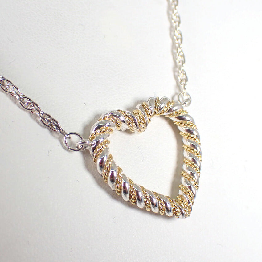 【中古】TIFFANY/ティファニー 925/750 ツイストハート コンビ ペンダント/ネックレス/j232-3