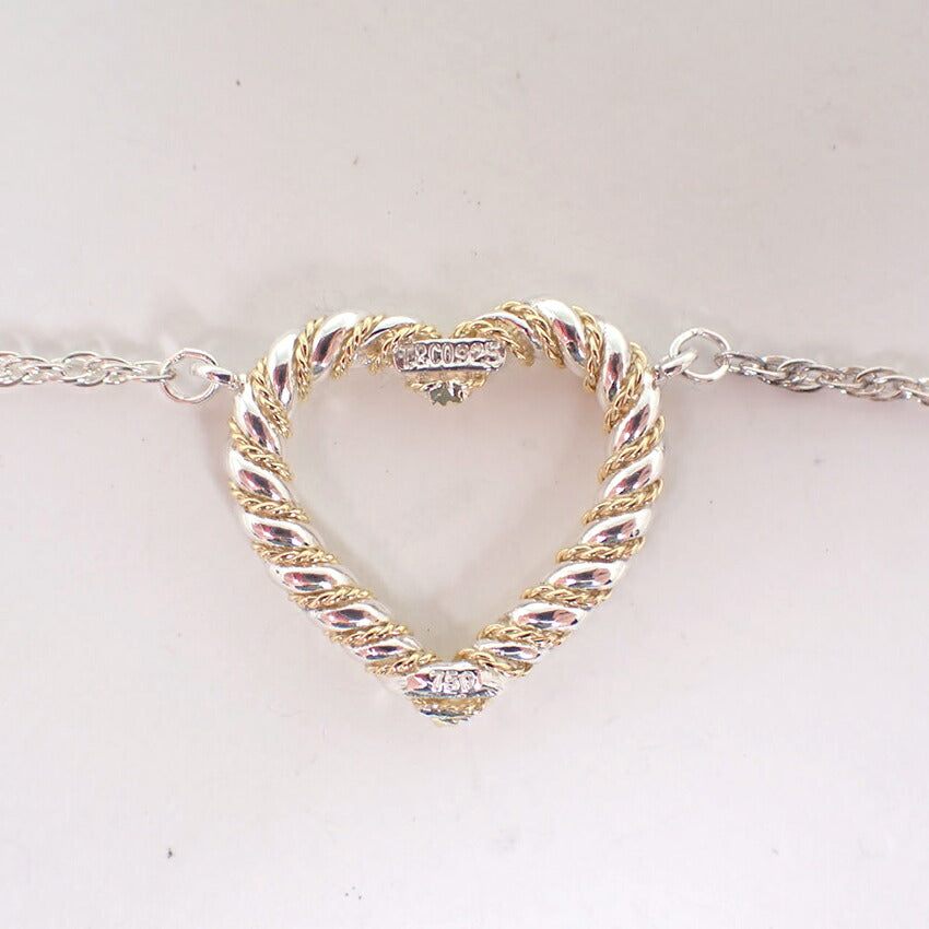 【中古】TIFFANY/ティファニー 925/750 ツイストハート コンビ ペンダント/ネックレス/j232-3