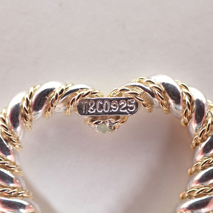 【中古】TIFFANY/ティファニー 925/750 ツイストハート コンビ ペンダント/ネックレス/j232-3