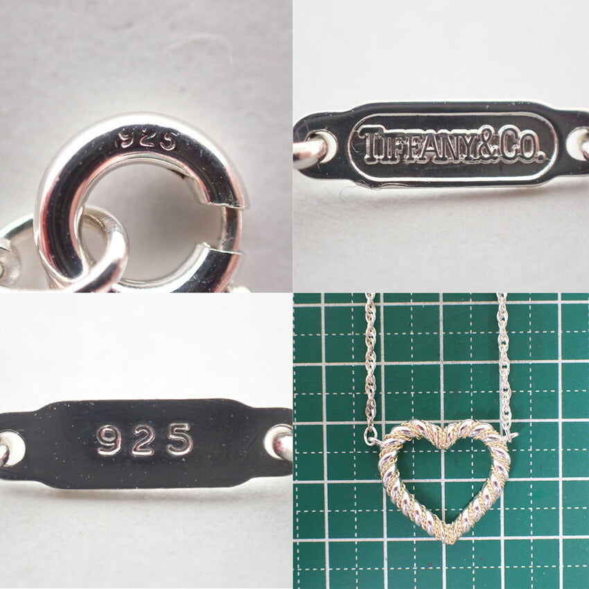 【中古】TIFFANY/ティファニー 925/750 ツイストハート コンビ ペンダント/ネックレス/j232-3