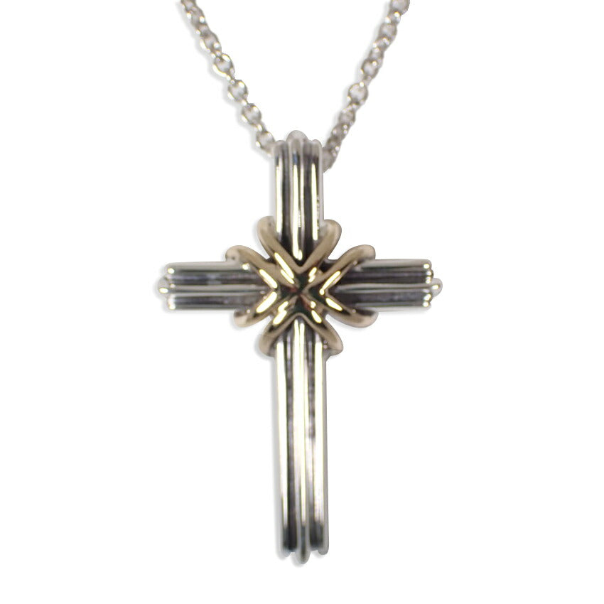 【中古】TIFFANY/ティファニー 925/750 シグネチャー クロス ペンダント/ネックレス/j237-5