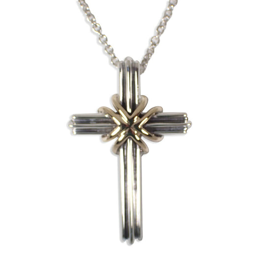 【中古】TIFFANY/ティファニー 925/750 シグネチャー クロス ペンダント/ネックレス/j237-5